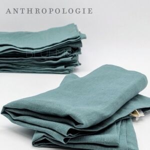 ANTHROPOLOGIE Set of 4 Linen Napkins Sage NWT